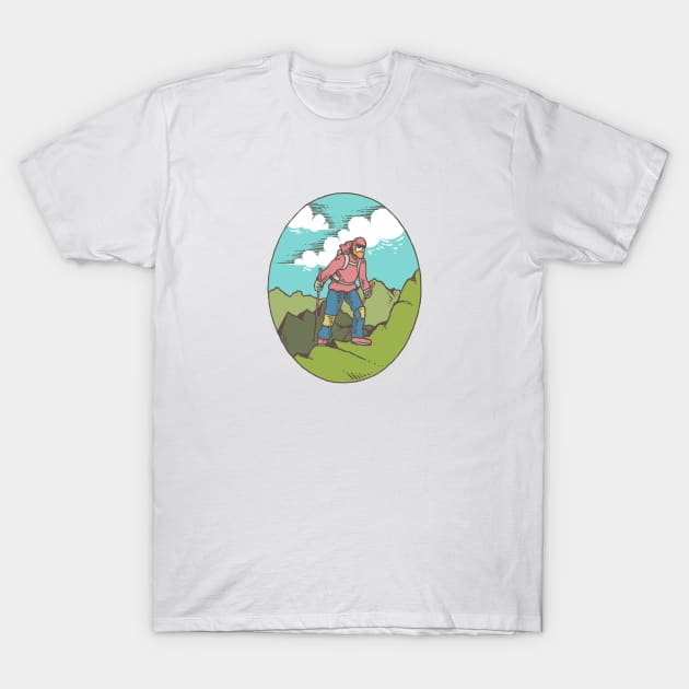 Hike Mountain Climbing Summit Cross Tshirt T-Shirt by evergreen_brand